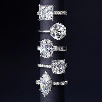 row of diamond engagement rings